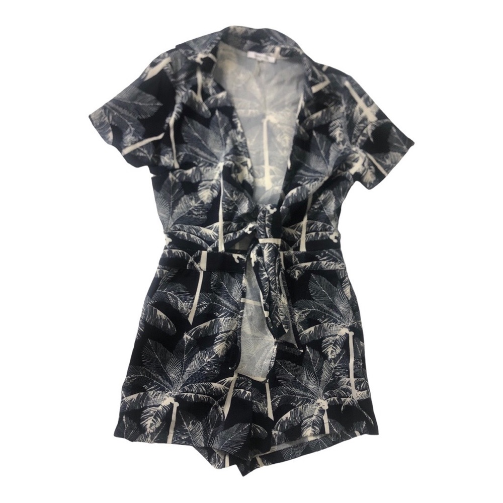 Lucy Paris, tropic print romper, navy and white, women’s size XS